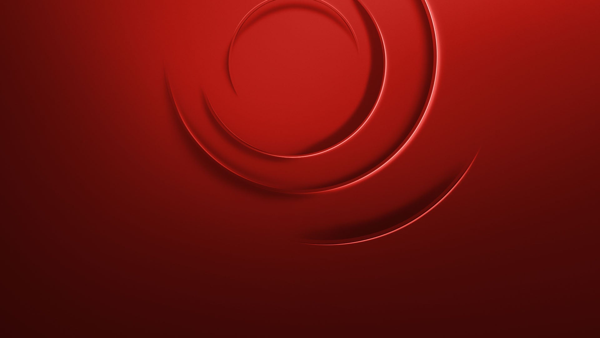 A smooth red background with subtle, curved, embossed swirl patterns creating a sense of depth and movement in the center and lower right of the image.